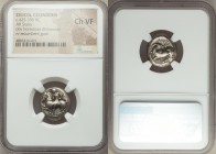 CILICIA. Celenderis. Ca. 425-350 BC. AR stater (19mm, 6h) NGC Choice VF. Youthful nude male rider, holding reins in right hand and goad in left, dismo...