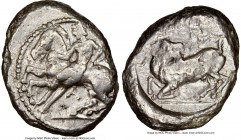 CILICIA. Celenderis. Ca. 425-350 BC. AR stater (22mm, 11h). NGC VF. Persic standard, ca. 425-400 BC. Youthful nude male rider, reins in right hand, ke...