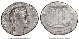 Augustus (27 BC-AD 14). AR denarius (20mm, 6h). NGC Fine. Spain (Colonia Patricia?), 19-18 BC. CAESARI AVGVSTO, laureate head of Augustus right / MAR ...