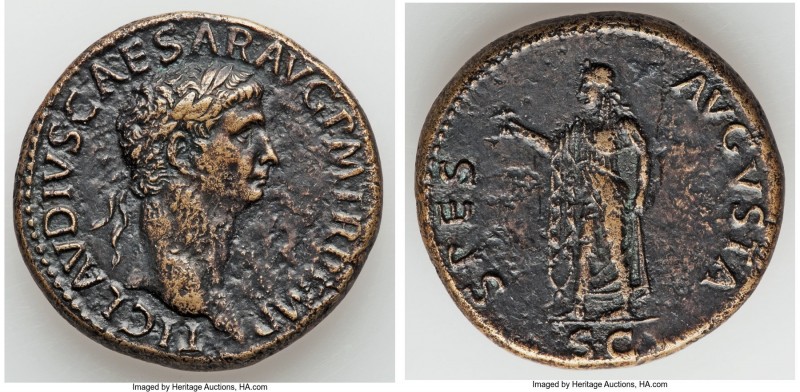 Claudius I (AD 41-54). AE sestertius (35mm, 28.69 gm, 6h). About XF. Rome, AD 41...
