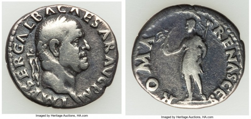Galba (AD 68-69). AR denarius (19mm, 3.09 gm, 5h). Choice Fine. Rome, July AD 68...