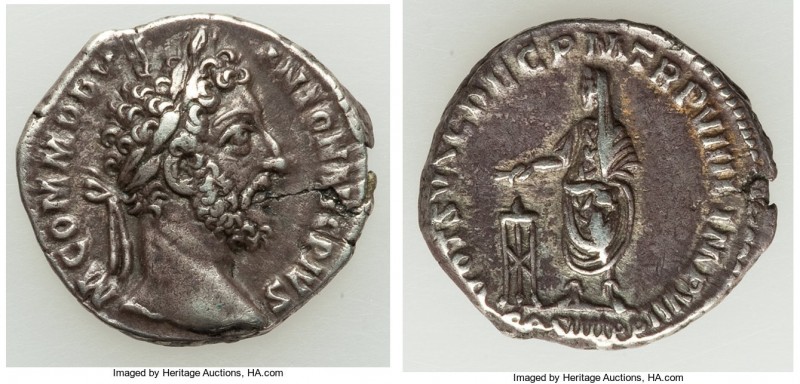 Commodus (AD 177-192). AR denarius (18mm, 3.09 gm, 6h). XF. Rome, AD 183-184. M ...