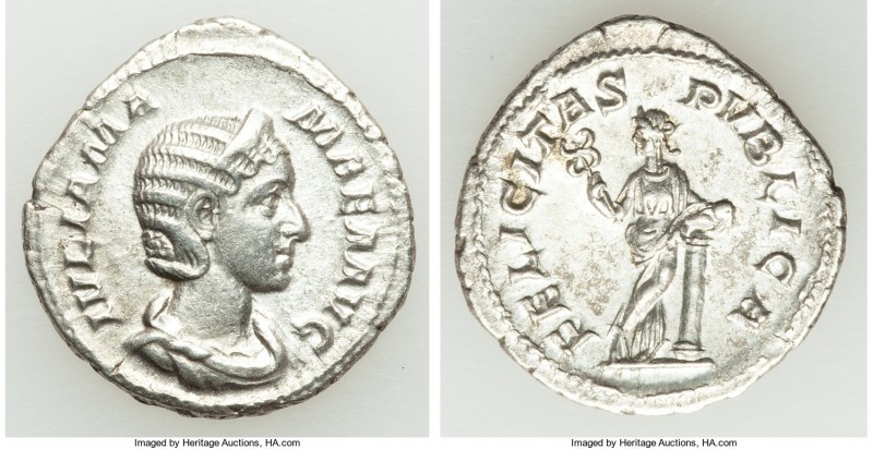 Julia Mamaea (AD 222-235). AR denarius (21mm, 2.73 gm, 12h). Choice XF. Rome. IV...