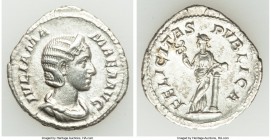 Julia Mamaea (AD 222-235). AR denarius (21mm, 2.73 gm, 12h). Choice XF. Rome. IVLIA MA-MAEA AVG, draped bust of Julia Mamaea right, seen from front, w...