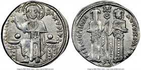 Andronicus II Palaeologus and Michael IX (AD 1294-1320). Anonymous Issue. AR basilicon (20mm, 7h). NGC XF. Constantinople, AD 1304-1320. KYPIЄ-BOHΘЄI,...