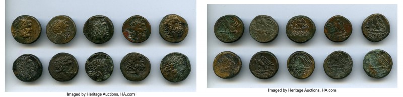 ANCIENT LOTS. Greek. Pontus. Amisus. Ca. 120-63 BC. Lot of ten (10) AE issues. V...