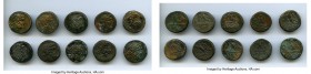 ANCIENT LOTS. Greek. Pontus. Amisus. Ca. 120-63 BC. Lot of ten (10) AE issues. VF-XF. Includes: Eagle on thunderbolt reverse, various names and symbol...