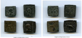 ANCIENT LOTS. Indo-Greek Kingdoms. Bactria. Ca. 2nd-1st centuries BC. Lot of four (4) AE square units. Fine-XF. Includes: Antialcidas (ca. 145-135 BC)...