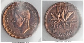 George VI Specimen "A Between Denticles" Cent 1948 SP65 Red and Brown ICCS, Royal Canadian mint, KM41. "A" between denticles variety. 

HID09801242017...