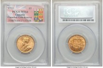George V gold 5 Dollars 1912 MS64 PCGS, Ottawa mint, KM26. AGW 0.2419 oz.

HID09801242017

© 2020 Heritage Auctions | All Rights Reserved