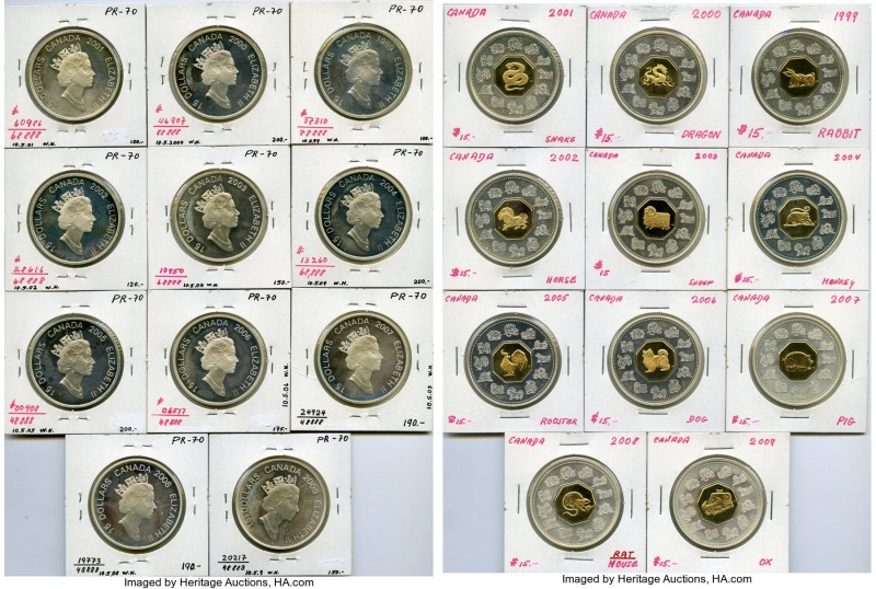 Elizabeth II 11-Piece Uncertified gilt-silver "Lunar Year" 15 Dollars Proof Set ...