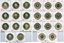 Elizabeth II 11-Piece Uncertified gilt-silver "Lunar Year" 15 Dollars Proof Set 1999-2009, A complete 11-year lunar set, including KM331 to KM866, eac...
