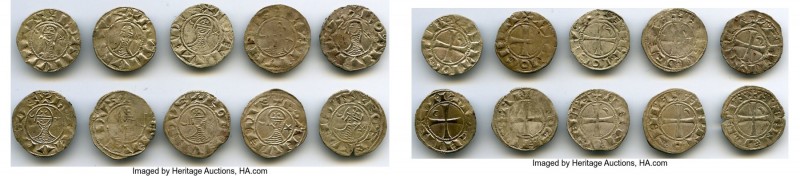 Principality of Antioch 10-Piece Lot of Uncertified Bohemond Era "Helmet" Denier...