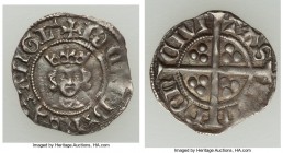 Richard II 1/2 Penny ND (1377-1399) XF, London mint, S-1699. 15.5mm 0.55gm. RICARD • REX • ANGL crowned bust facing / CIVI TAS LON DON Long cross with...