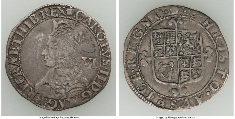 Charles II 6 Pence ND (1660-1662) VF, Tower mint, Crown mm, Third issue, with in...