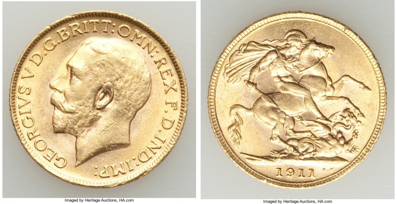 George V gold Sovereign 1911 UNC, KM820. 21.9mm. 7.98gm. AGW 0.2355 oz. 

HID098...