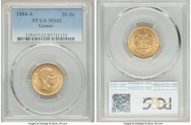 George I gold 20 Drachmai 1884-A MS62 PCGS, Paris mint, KM56. AGW 0.1867 oz.

HID09801242017

© 2020 Heritage Auctions | All Rights Reserved