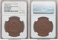 Republic copper "Central American Union" Medal 1890 UNC Details (Rim Damage) NGC, Prober-350. Struck to celebrate the Central American Union Pact. VIV...