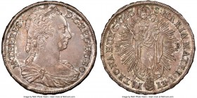 Maria Theresa Taler 1743 AU55 NGC, Kremnitz mint, KM328.4, Dav-1126. Madonna taler, with lavender-gray and argent color. 

HID09801242017

© 2020 Heri...
