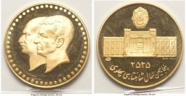 Muhammad Reza Pahlavi gold Proof "Bank Melli" Medal MS 2535 (1976), 27mm. 10.00gm. Struck to celebrate the 50th anniversary of the establishment of Ba...