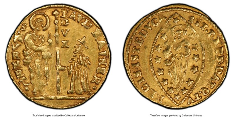 Venice. Paolo Renier gold Zecchino ND (1779-1789) AU58 PCGS, KM714. 3.39gm. S·M·...