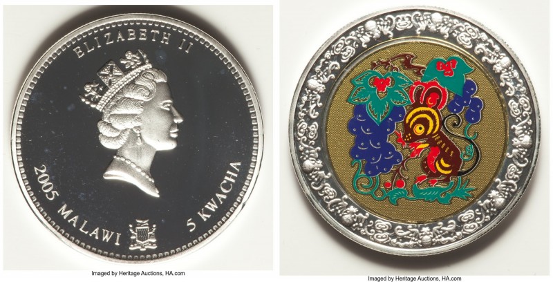 Elizabeth II 12-Piece Lot of Uncertified silver Proof Colorized "Lunar Year" 5 K...