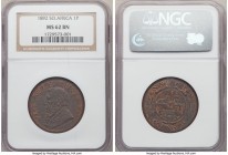 Republic 4-Piece Lot of Certified Assorted Issues NGC, 1) Penny 1892 - MS62 Brown, KM2 2) 3 Pence 1892 - AU55, KM3 3) 6 Pence 1892 - AU50, KM4 4) 2 Sh...