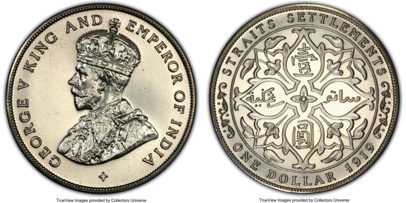 British Colony. George V Proof Restrike Dollar 1919 PR64 PCGS, KM33, Prid-9. Res...