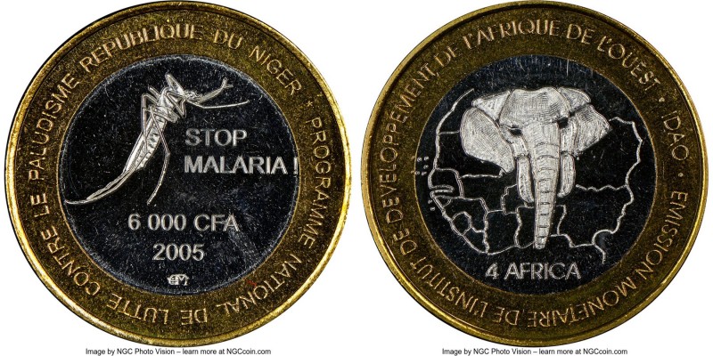 Pair of Certified Assorted Issues NGC, 1) Niger: Republic gilt "Stop Malaria" 60...