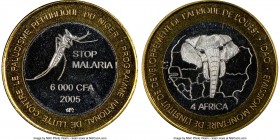 Pair of Certified Assorted Issues NGC, 1) Niger: Republic gilt "Stop Malaria" 6000 CFA Francs 2005 MS66, KM-X16 2) Saharawi: Arab Democratic Republic ...