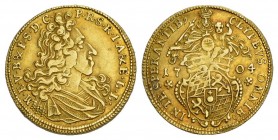 Bayern Bayern, Kurfürstentum Goldgulden. Maximilian II. Emanuel, 1679-1726 1704, München. Büste / Wappen unter Madonnenhüftbild. F. 219, Forster 318, ...