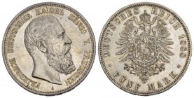 Deutschland Preussen Friedrich III. 1888-1888 5 Mark 1888 Silber 27.7g selten in dieser Qualität 
fast unzirkuliert