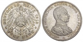 PREUSSEN, KÖNIGREICH Wilhelm II., 1888-1918. 5 Mark 1913. AKS 130, J. 114.
Sehr selten in dieser Erhaltung fast FDC