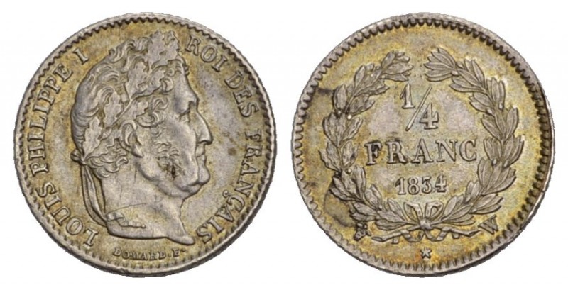 FRANKREICH Königreich Louis Philippe I., 1830-1848. 1/4 Franc 1834 W 
unzirkulie...