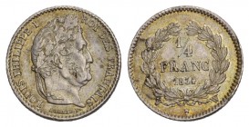 FRANKREICH Königreich Louis Philippe I., 1830-1848. 1/4 Franc 1834 W 
unzirkuliert
