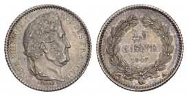 FRANKREICH Ludwig Philipp 1830-1848 25 Centimes 1847 A, Paris Gad:357 fast FDC