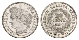 FRANKREICH 2. Republik 1848-1852 20 Centimes 1850 A Paris Gad:303 bis unzirkuliert