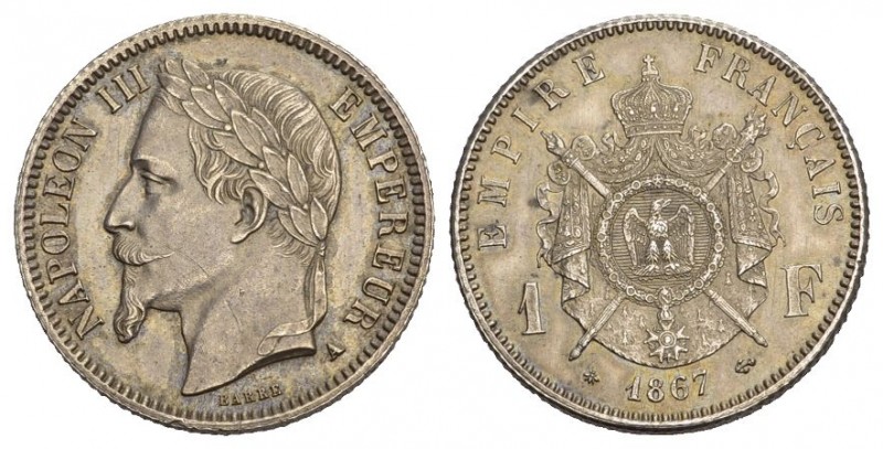 FRANKREICH NAPOLEON III. 1852-1871 1 Francs 1867 A-Paris Dav. 96 Gadoury 739 
vo...