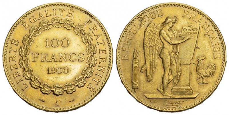 Frankreich 3. Republik 1871-1940. 100 Francs stehender Genius 1900 A, Paris. 32,...