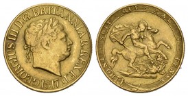 Großbritannien George III. 1760-1820. Sovereign 1817, London. 7,91 g. Spink 3785 C, Schlumberger 111, Friedberg 371. GOLD. Selten, vorzüglich +