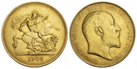 Großbritannien Edward VII. 1901 - 1910 5 Pfund 1902, KM 807 seltenes Jahr 
vorzüglich