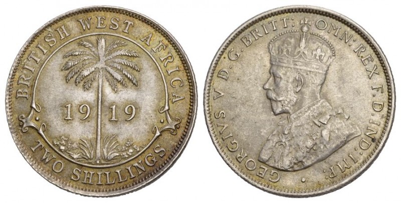 British West Afrika Zwei Shilling 1919 Silber 11.3g seltenes Jahr KM 13 bis unzi...