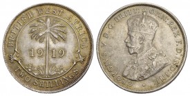 British West Afrika Zwei Shilling 1919 Silber 11.3g seltenes Jahr KM 13 bis unzirkuliert
