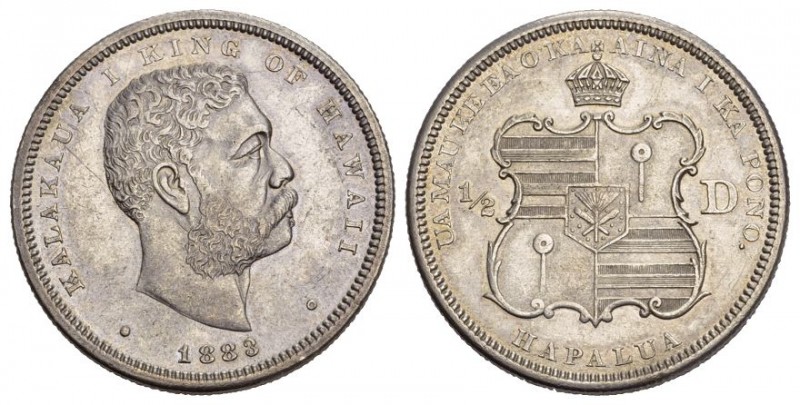 Hawaii. Kalakaua I. AR 1/2 Dollar 1883 (12.49 g).KM 6. Isehr selten in dieser Qu...