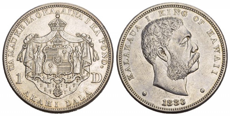 Hawaii 1883 1 Dollar Silber 26.6g sehr selten KM 7 Prachtexemplar 
vorzüglich