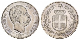 Italien 1887 1 Lire Silber 5g KM 24.2 seltene Qualität bis unzirkuliert