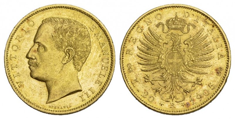 Italien 1905 R 20 Lire Roma 6.45g seltene Qualität 
vorzüglich bis unzirkuliert...