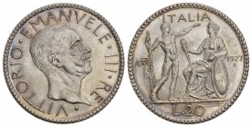 Königreich / Kingdom
Vittorio Emanuele III. , 1900-1946. 20 Lire 1927 R, Rom. Anno V. · 20 / 14.99 g. selten FDC