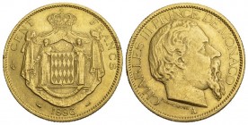 MONACO 100 Francs 1886 A, Paris. Fr. 11, Gadoury 122. 32,20 g 
vorzüglich