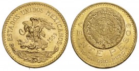 Mexiko 20 Pesos, 1959, Gold, Kalenderstein, Neuprägung, unzirkuliert